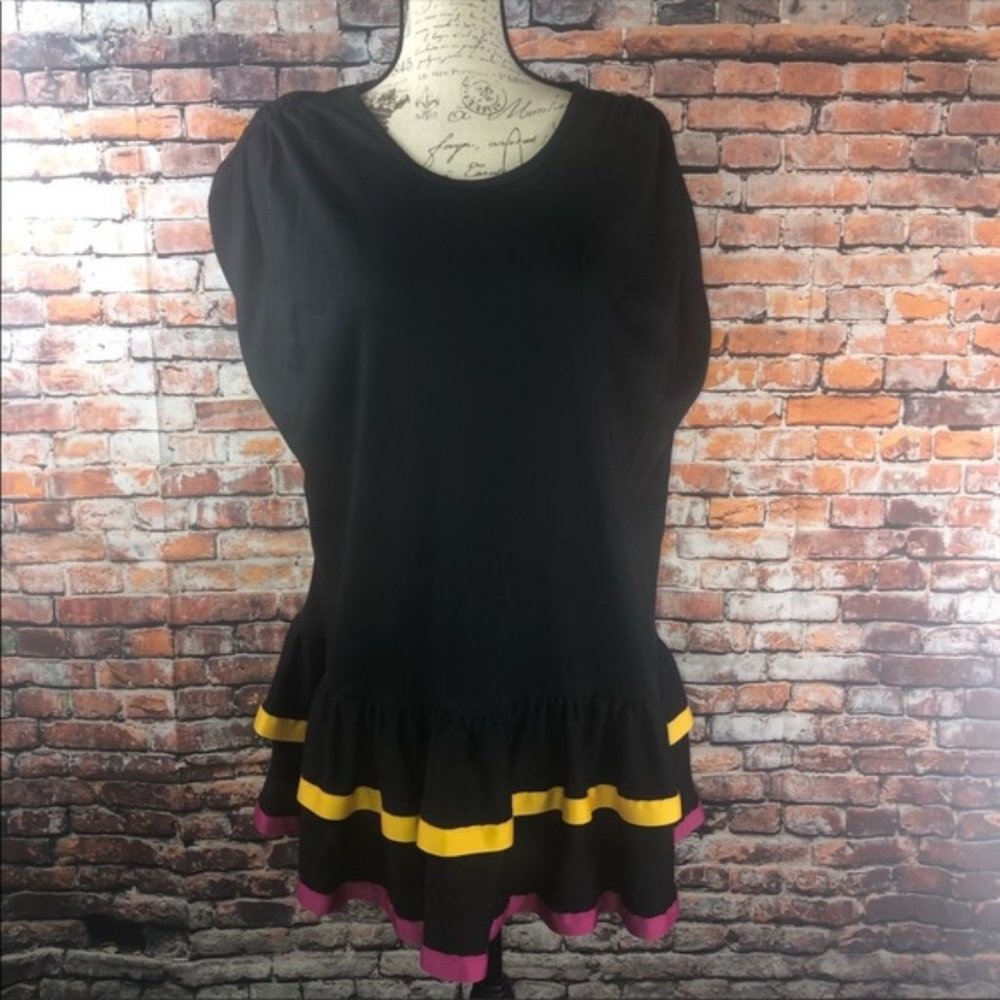 Oscar De La Renta black ruched ribbon mini dress